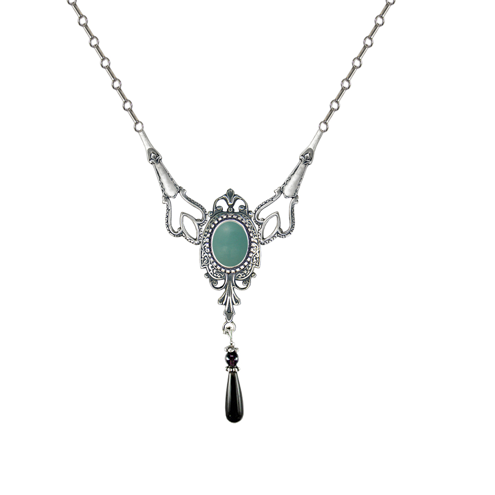 Sterling Silver Victorian Necklace With Aventurine